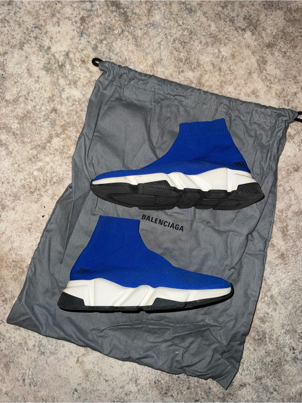 Balenciaga Kid’s Speed Trainer Sock Sneakers — Royal Blue & White